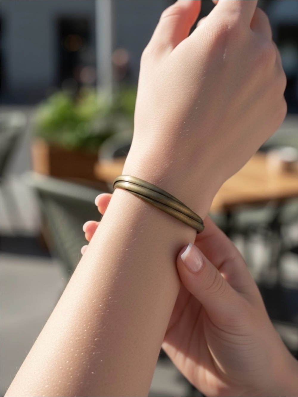 Minimalist Antique Gold-Tone Twist Bracelet